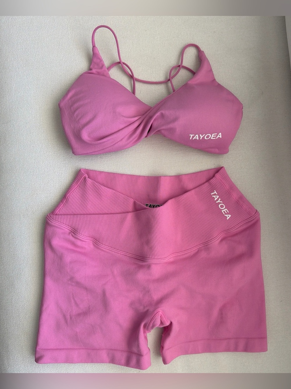 Pink Sports Bra and Shorts Gym Workout Set Size Small